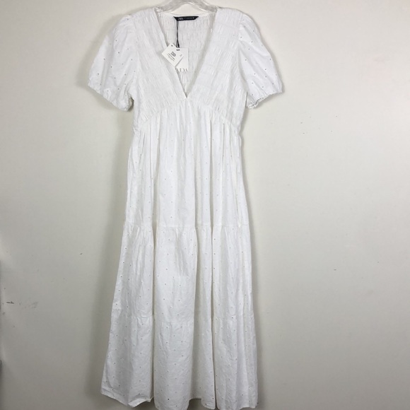 Zara | Dresses | Zara Puff Sleeve Maxi Vneck Dress | Poshmark